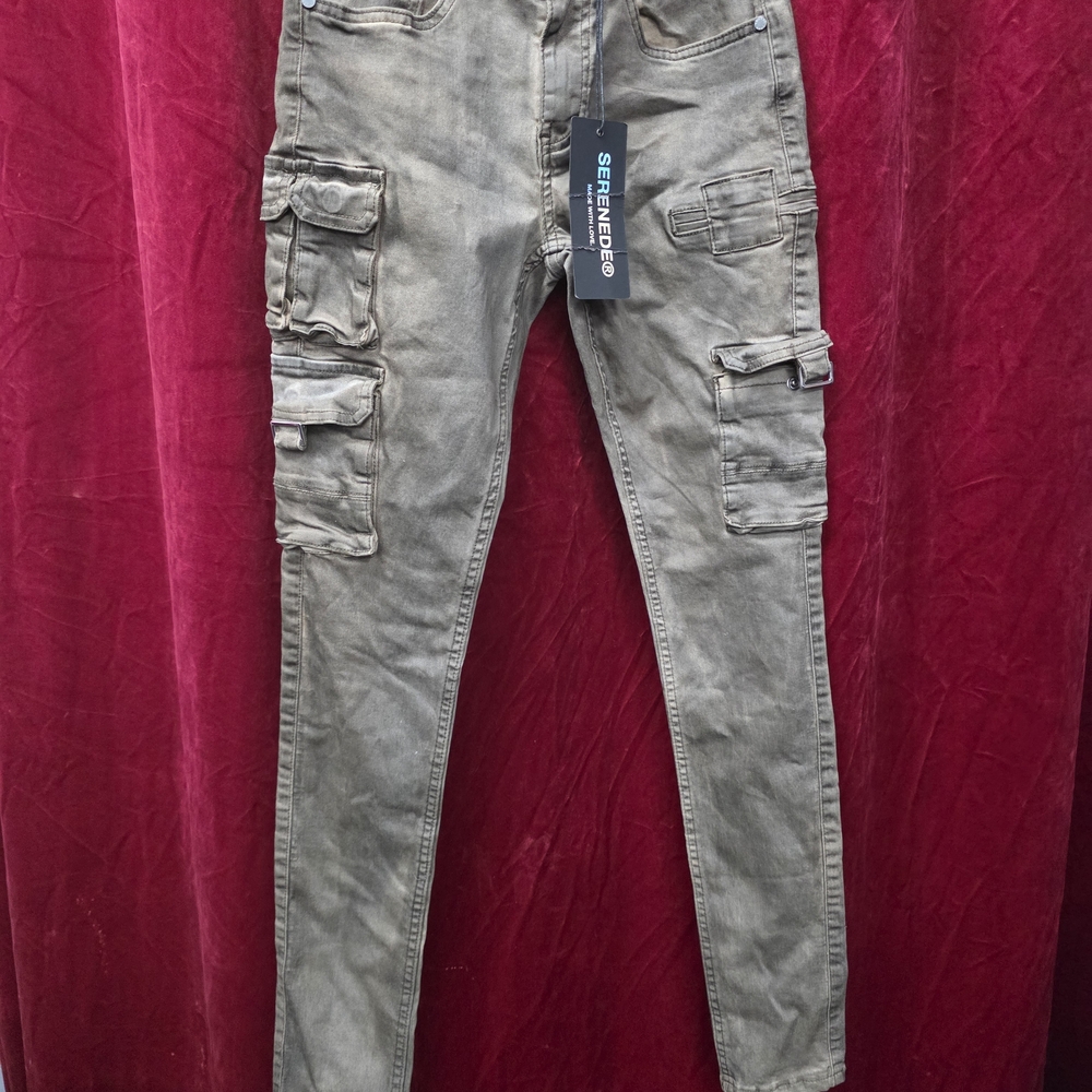 Serenede Men's Stylish Gray Cargo Pants
